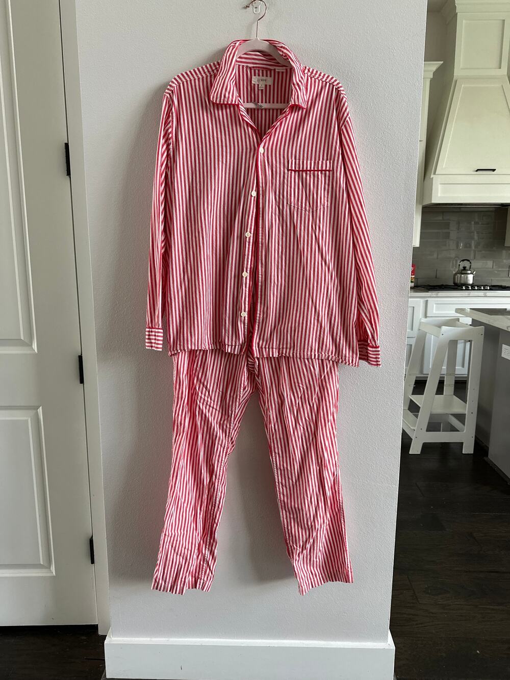 J Crew Red Striped Two Piece Pajama Set Size Large